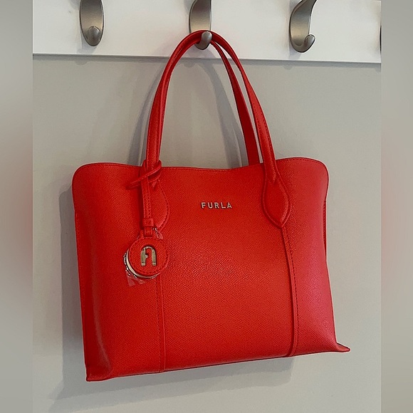Furla Handbags - Furla, Women’s, Handbag, Red, Vittoria M, Leather Tote.